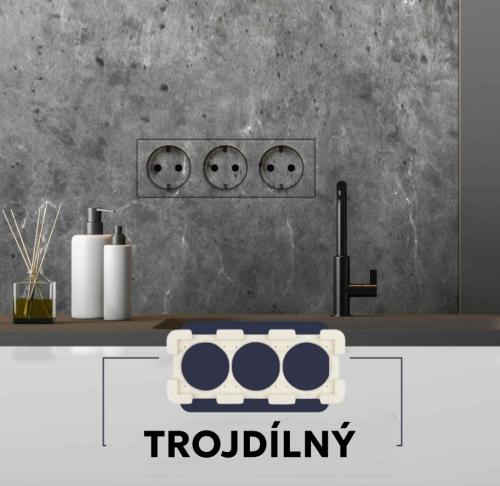 EDPLIT trojdílný skrytý modul elektro rámeček pro zásuvku a vypínač pod obklad (bez spotřebního materiálu)